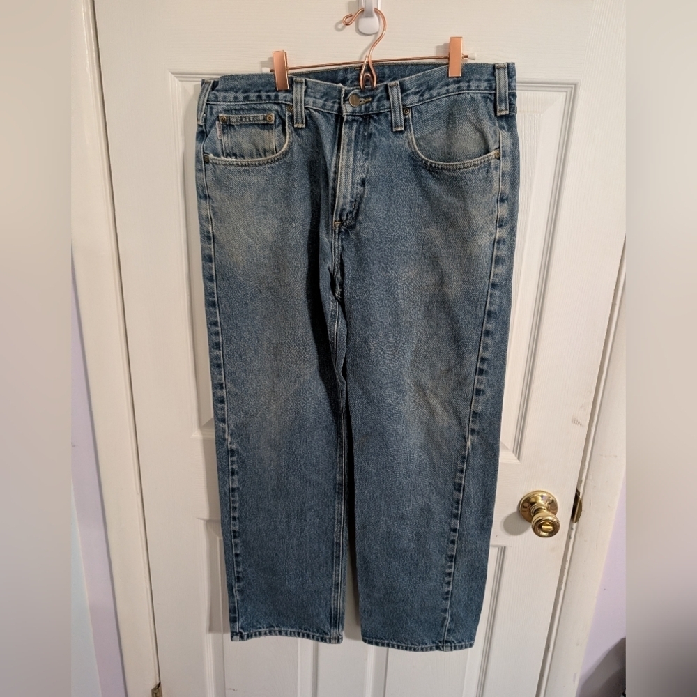 Carhartt Mens Jeans Blue Traditional Fit Denim Size 36x30 * flaw / stain*